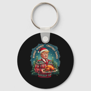 Funny Trump Christmas Humour Winner Winner Christm Key Ring