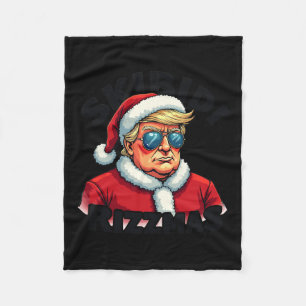 Funny Trump Christmas Santa Claus Trump Skibidi Ri Fleece Blanket