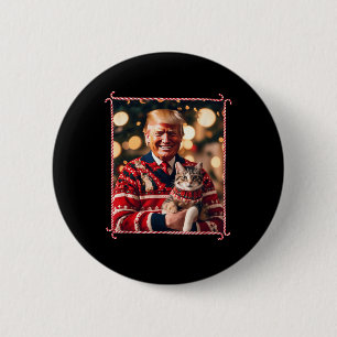 Funny Trump Christmas Sweater For Cat Lovers 6 Cm Round Badge