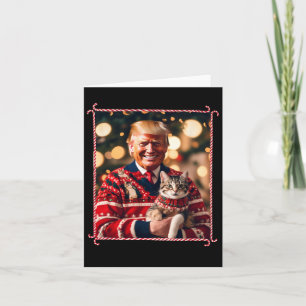 Funny Trump Christmas Sweater For Cat Lovers  Card