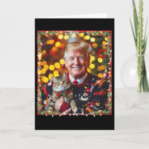 Funny Trump Christmas Sweater For Cat Lovers Card