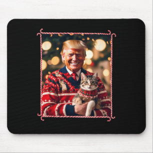 Funny Trump Christmas Sweater For Cat Lovers Mouse Pad