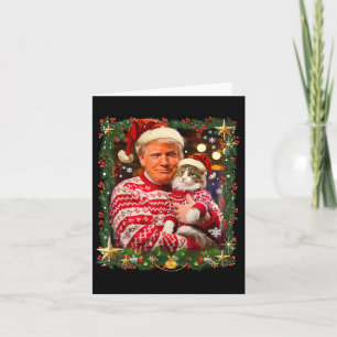 Funny Trump Christmas Sweater For Cat Lovers Xmas Card
