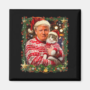 Funny Trump Christmas Sweater For Cat Lovers Xmas Magnet