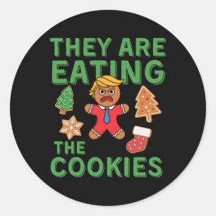 Funny Trump Christmas - They Are Eating The Cookie Classic Round Sticker