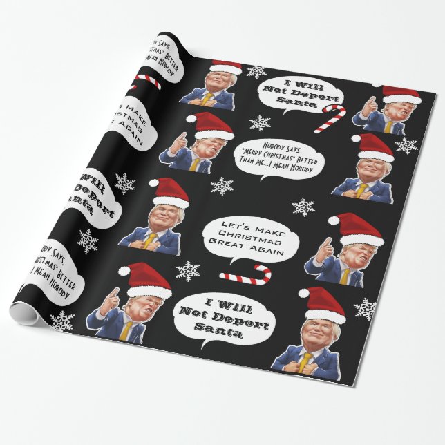 Funny Trump Christmas Wrapping Paper (Unrolled)
