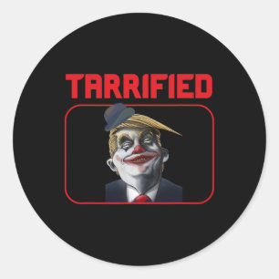 Funny Trump Clown Political Pun Tarrified Classic Round Sticker