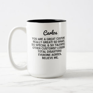 funny Trump, coworker Custom name, Trump dance Two-Tone Coffee Mug