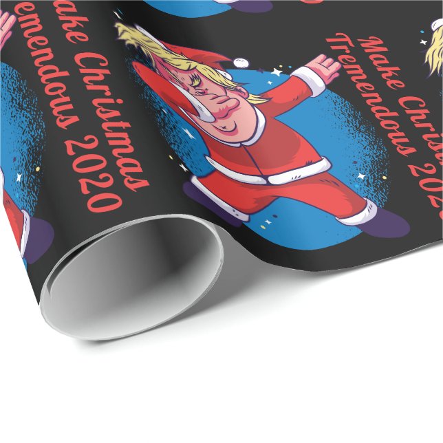 Funny Trump Dabbing Santa Make Xmas Great 2020 Wrapping Paper (Roll Corner)