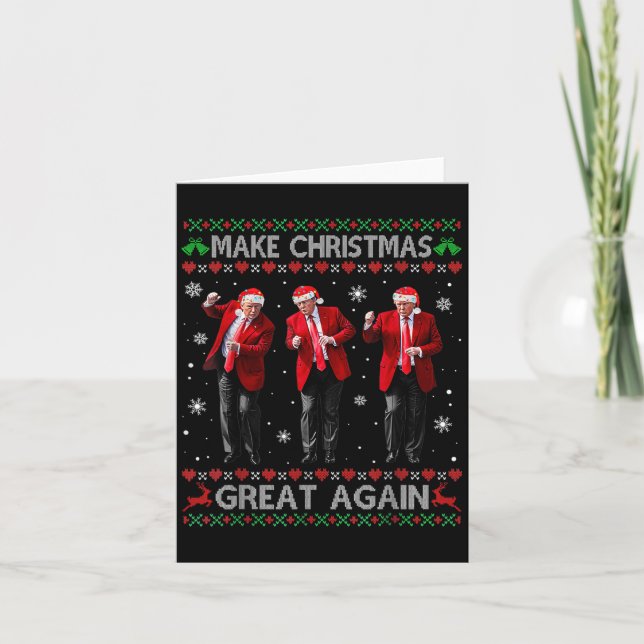 Funny Trump Dance Make Christmas Great Again Ugly  Card (Front)