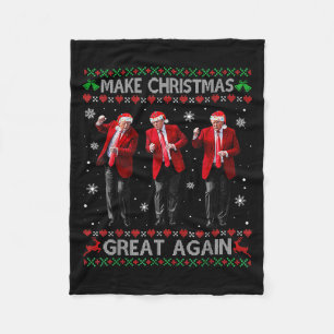 Funny Trump Dance Make Christmas Great Again Ugly Fleece Blanket