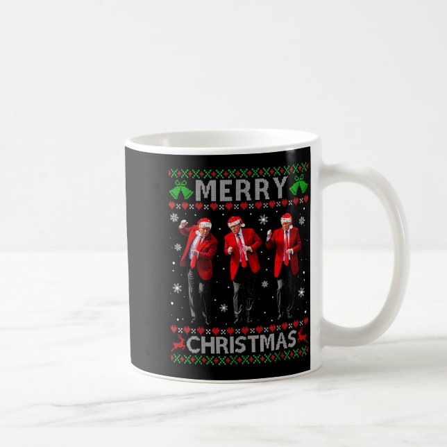 Funny Trump Dance Merry Christmas Ugly Xmas Sweate Coffee Mug (Right)