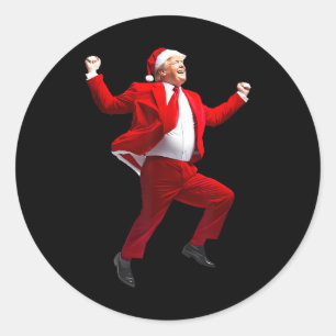 Funny Trump Dance Santa Claus Christmas Xmas Pajam Classic Round Sticker