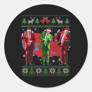 Funny Trump Dance Santa Claus Christmas Xmas Pajam Classic Round Sticker