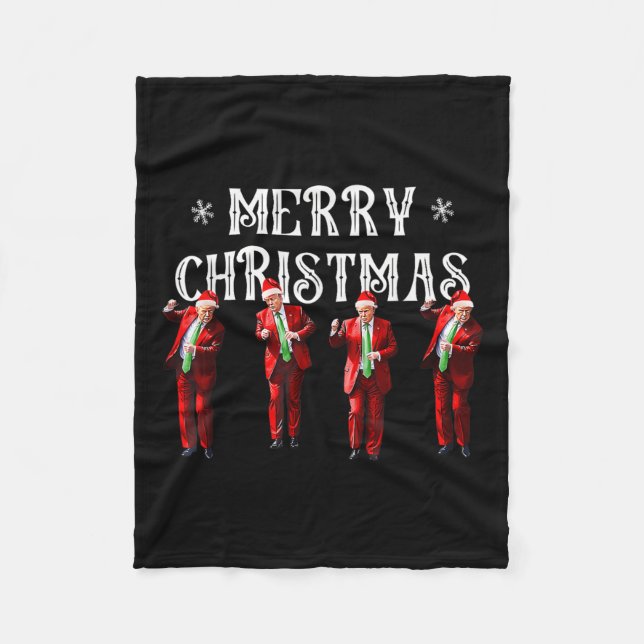 Funny Trump Dance Santa Claus Christmas Xmas Pajam Fleece Blanket (Front)