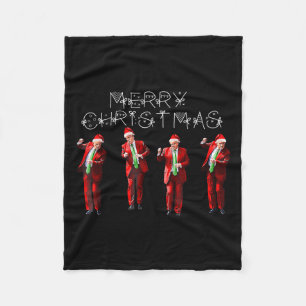 Funny Trump Dance Santa Claus Christmas Xmas Pajam Fleece Blanket