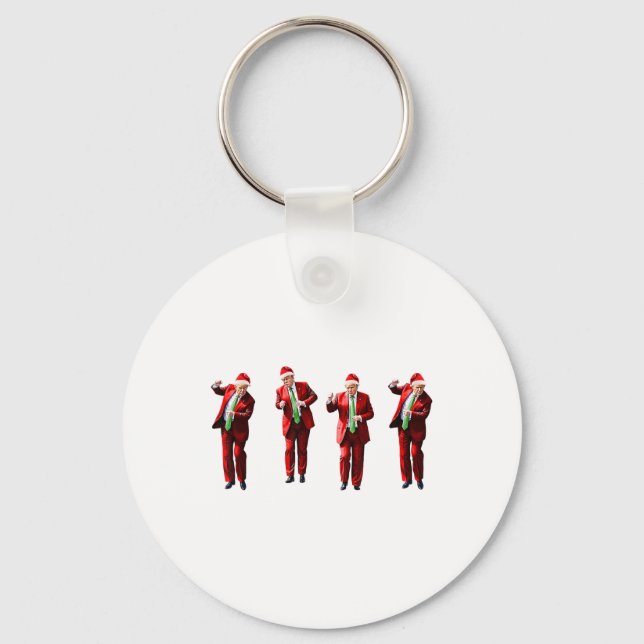 Funny Trump Dance Santa Claus Christmas Xmas Pajam Key Ring (Front)