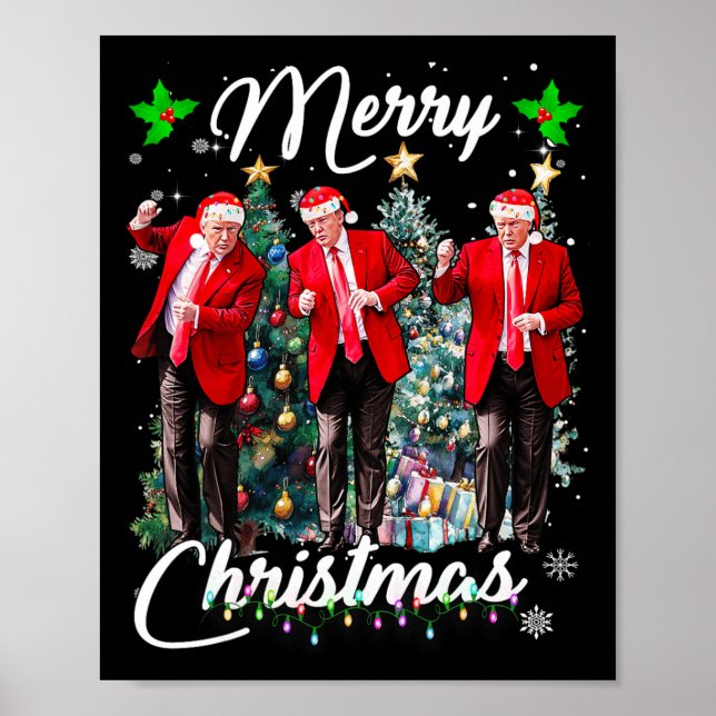 Funny Trump Dance Santa Claus Christmas Xmas Pajam Poster (Front)