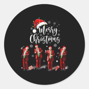 Funny Trump Dance Santa Claus Merry Christmas Classic Round Sticker