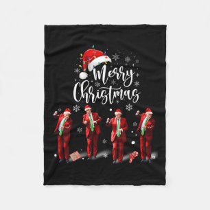 Funny Trump Dance Santa Claus Merry Christmas  Fleece Blanket