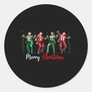 Funny Trump Dance Santa Claus Merry Christmas Paja Classic Round Sticker