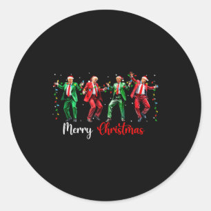 Funny Trump Dance Santa Claus Merry Christmas Paja Classic Round Sticker