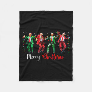 Funny Trump Dance Santa Claus Merry Christmas Paja Fleece Blanket
