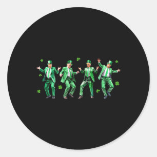 Funny Trump Dance St. Patrick's Day Lmn Black Cart Classic Round Sticker