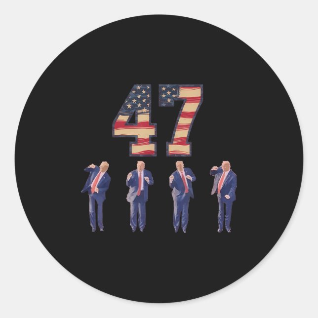 Funny Trump Dancing America 47 Trump Dance Men Wom Classic Round Sticker (Front)