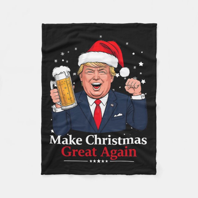Funny Trump Drink Beer  Fleece Blanket (Front)
