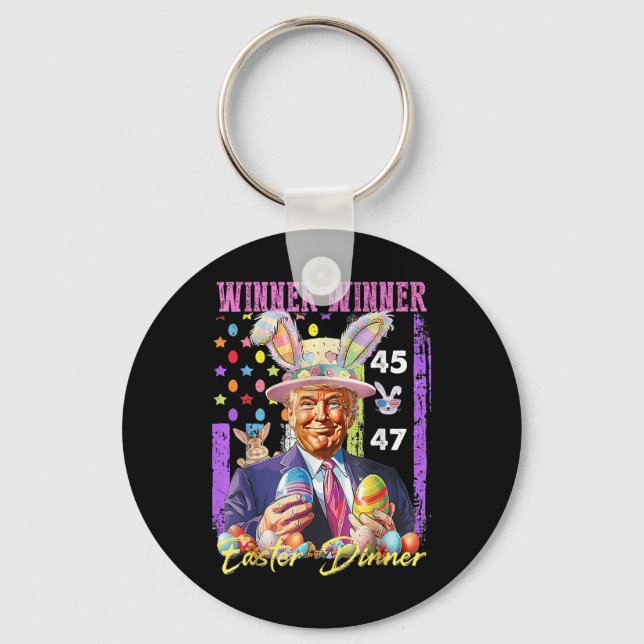 Funny Trump Easter Winner Winner Easter Dinner Rab Key Ring (Front)