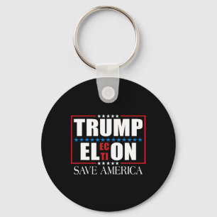 Funny Trump Election Usa Flag Trump Elon Save Amer Key Ring