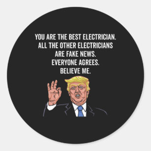 Funny Trump Electrician Lineman Classic Round Sticker