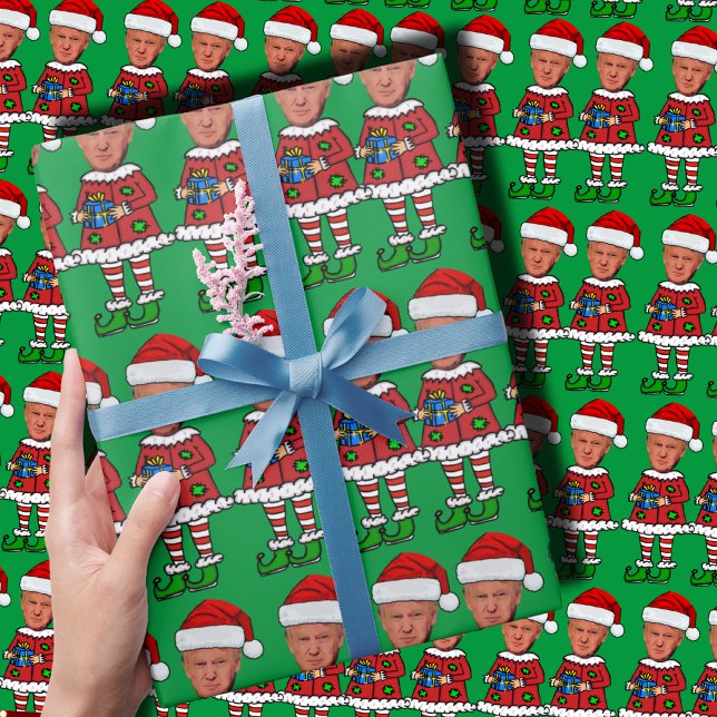 Funny Trump Elf Custom Face photo Elf Christmas Wrapping Paper (Creator Uploaded)