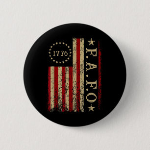 Funny Trump Fafo F Around Find Out Retro Us Flag 6 Cm Round Badge