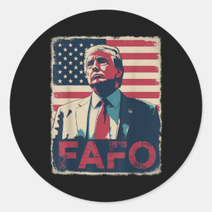 Funny Trump Fafo F Around Find Out Retro Us Flag  Classic Round Sticker