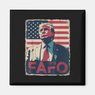 Funny Trump Fafo F Around Find Out Retro Us Flag  Magnet