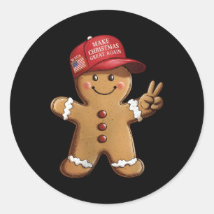 Funny Trump Gingerbread Man Make Christmas Great A Classic Round Sticker