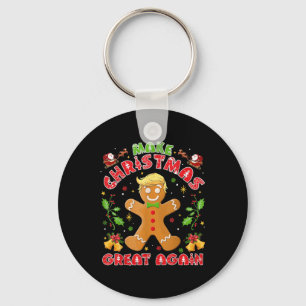 Funny Trump Gingerbread Man Make Christmas Great Key Ring