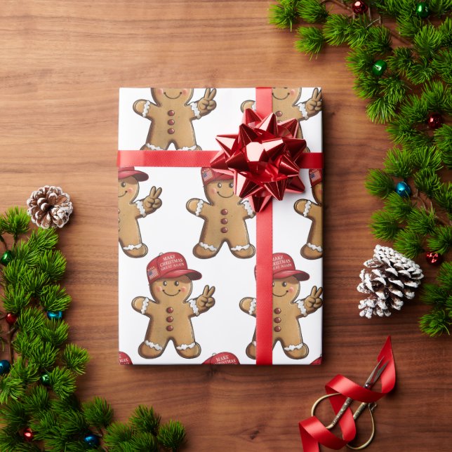 Funny Trump Gingerbread Man Make Christmas Great Wrapping Paper (Holiday Gift)