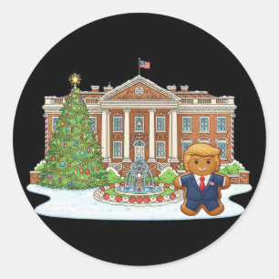 Funny Trump Gingerbread President Christmas Holida Classic Round Sticker