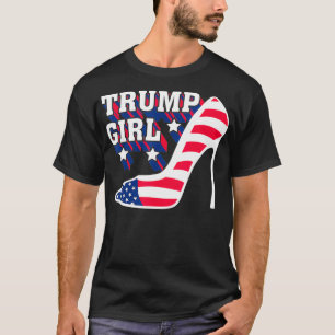 Funny Trump Girl Gift Cute High Heel American Fla T-Shirt