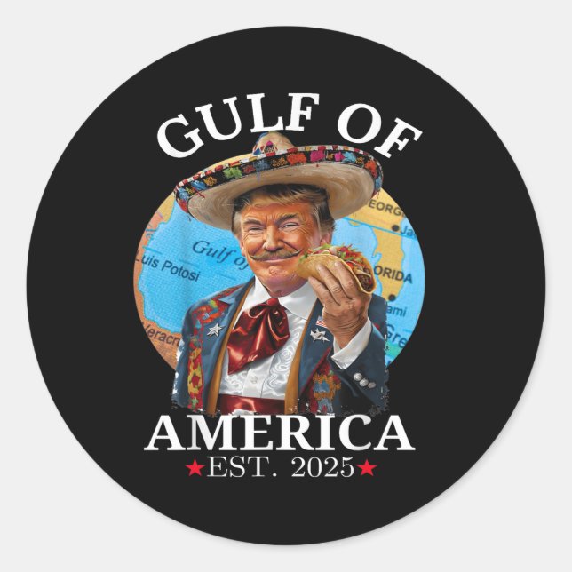 Funny Trump Gulf Of Us America 2025 Trump Classic Round Sticker (Front)