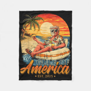 Funny Trump Gulf Of Us America Est 2025 Fleece Blanket