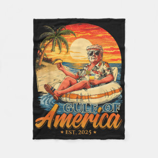 Funny Trump Gulf Of Us America Est 2025 Fleece Blanket