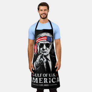 Funny Trump Gulf Of USA America 2025 4th Of July Apron
