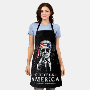 Funny Trump Gulf Of USA America 2025 4th Of July Apron