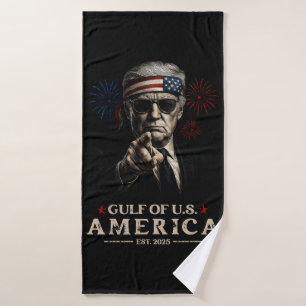 Funny Trump Gulf Of USA America 2025 4th Of July Bath Towel