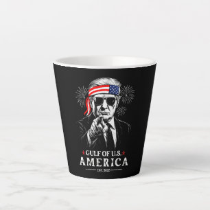Funny Trump Gulf Of USA America 2025 4th Of July Latte Mug