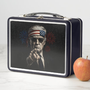 Funny Trump Gulf Of USA America 2025 4th Of July Metal Lunch Box
